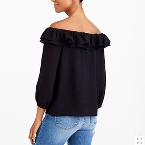 J. Crew~Mercantile Black Ruffle Blouse 🖤